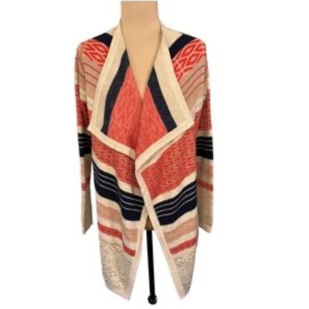 Tulle Anthropologie Womens Open Front Aztec Cascade Cardigan Sweater sz S Boho